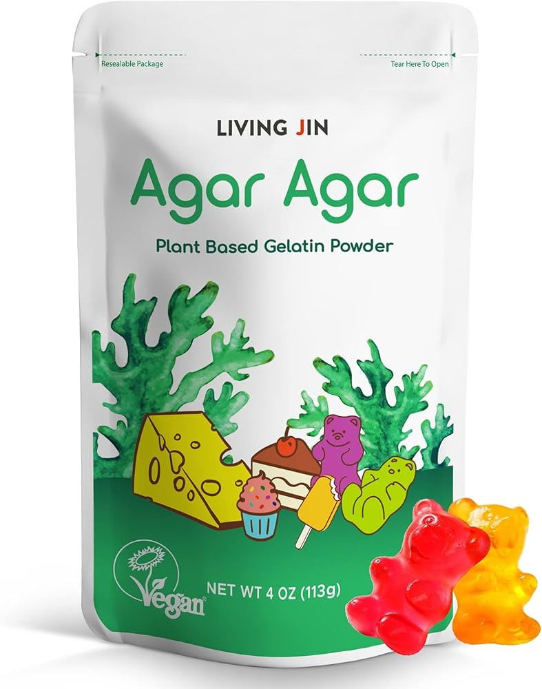 LIVING JIN Agar Agar Powder (4oz) Vegan Gelatin Substitute, Certified Gluten-free, Non-GMO, 100%,... | Amazon (US)