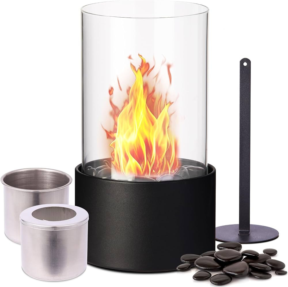 Littadeer Tabletop Fire Pit for Indoor/Outdoor - 10" Table Top Firepit with Glass Metal, Tabletop... | Amazon (US)