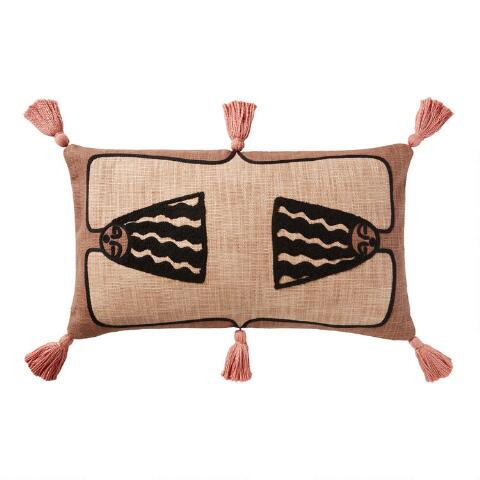 Justina Blakeney Grace Blush Tasseled Lumbar Pillow | World Market