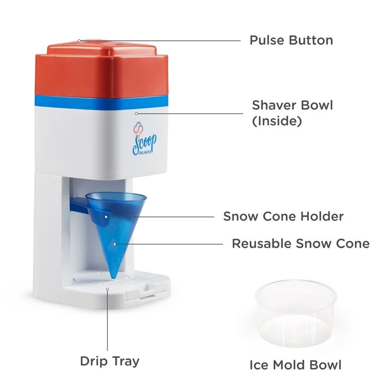 Scoop Delights Snow Cone & Shaved Ice Maker, Red, for All Ages | Walmart (US)