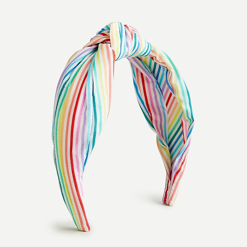 Turban knot headband in rainbow seersucker | J.Crew US
