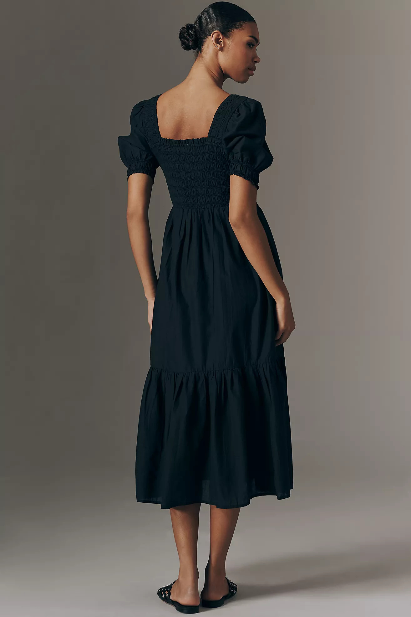 The Peregrine Cotton Puff-Sleeve Midi Dress | Anthropologie (US)