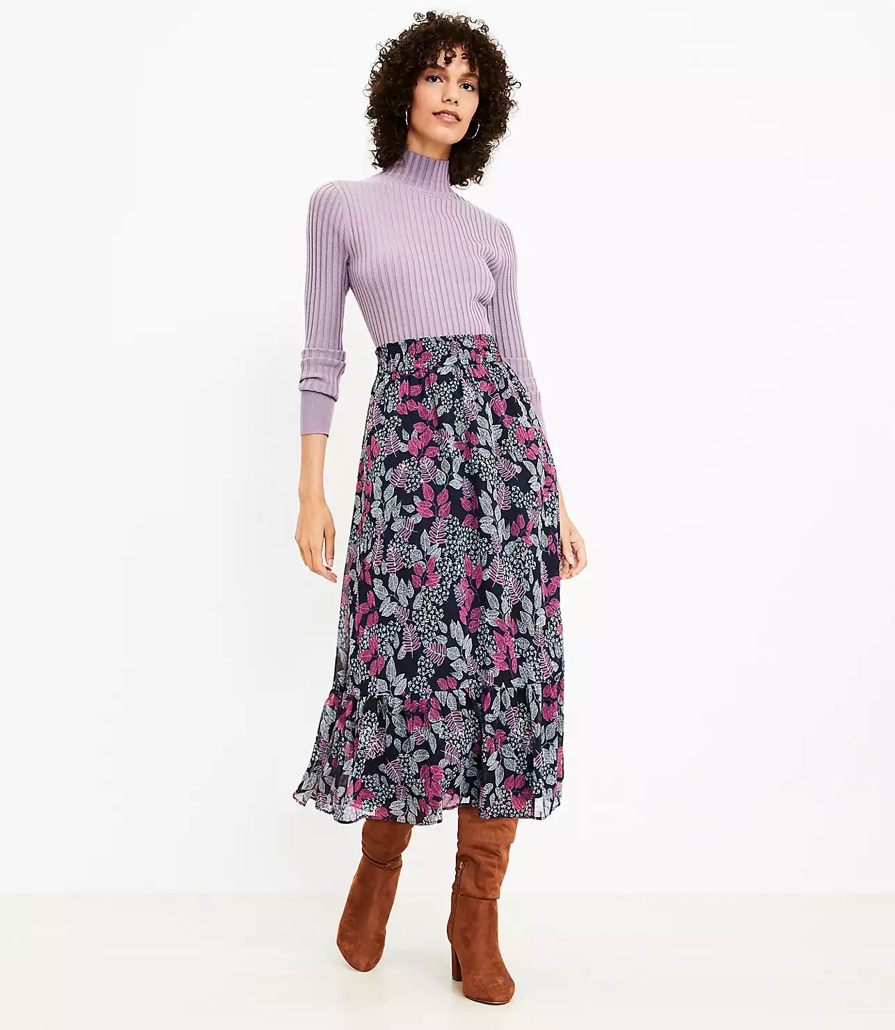 Leafed Tiered Midi Skirt | LOFT