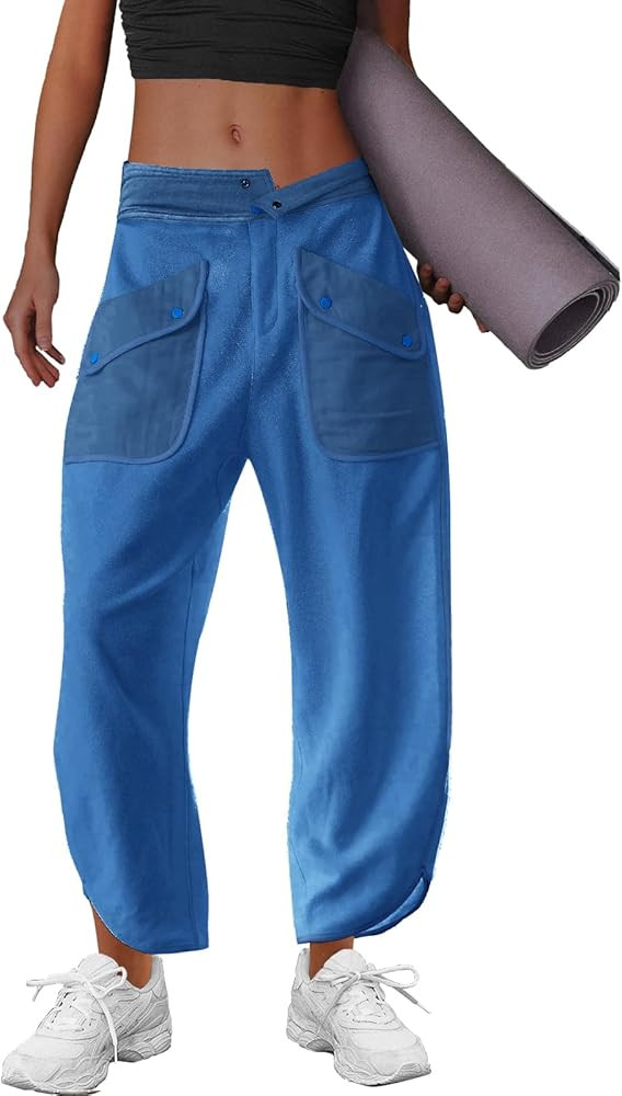 LAMISSCHE Oversized Barrel Lounge Pants Women Wide Leg Sweatpants with Pockets Baggy Cropped Pant... | Amazon (US)