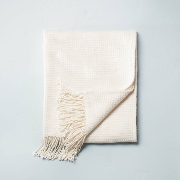 Solid Texture with Fringe Bed Throw Blanket - Hearth & Hand™ with Magnolia | Target