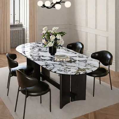 Modern Oval Luxury Faux Marble Dining Table Sets | Wayfair North America