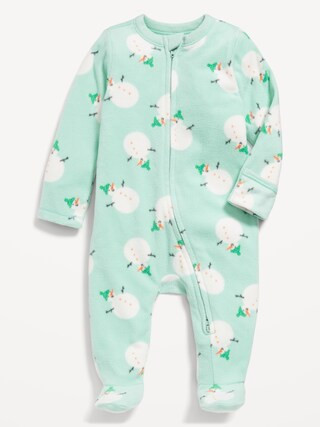 2-Way-Zip Sleep & Play Microfleece Footed One-Piece for Baby | Old Navy (US)