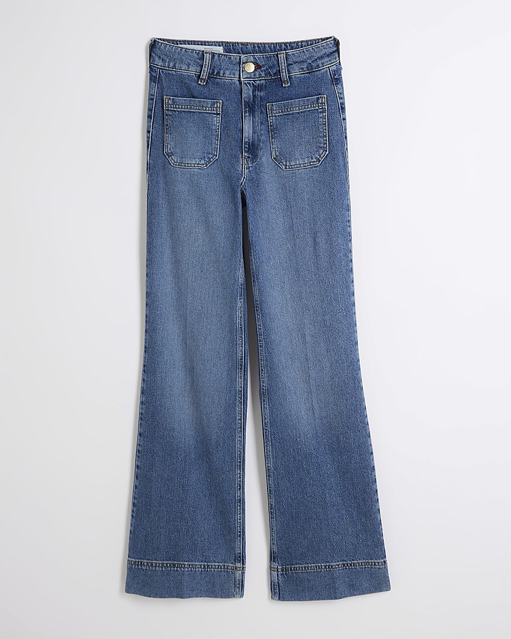 Blue High waisted pocket wide leg jeans | River Island (UK & IE)