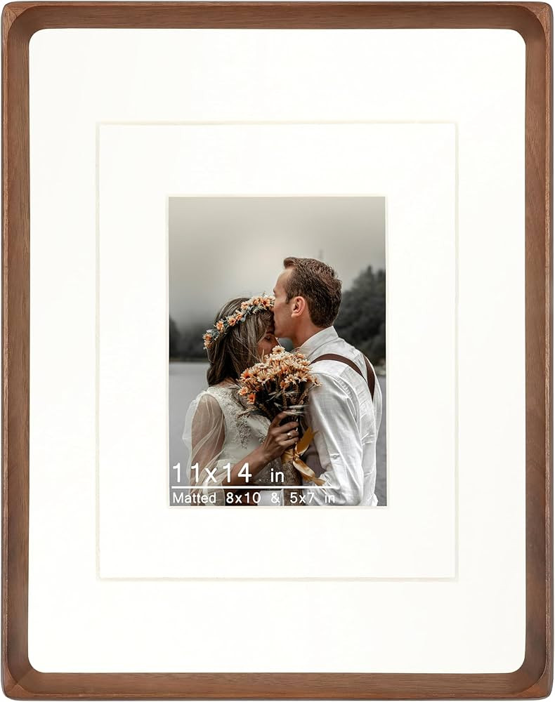 11x14 Picture Frame, Display Photos 5x7/8x10 with Mat or 11x14 without Mat, Made of Solid Walnut ... | Amazon (US)