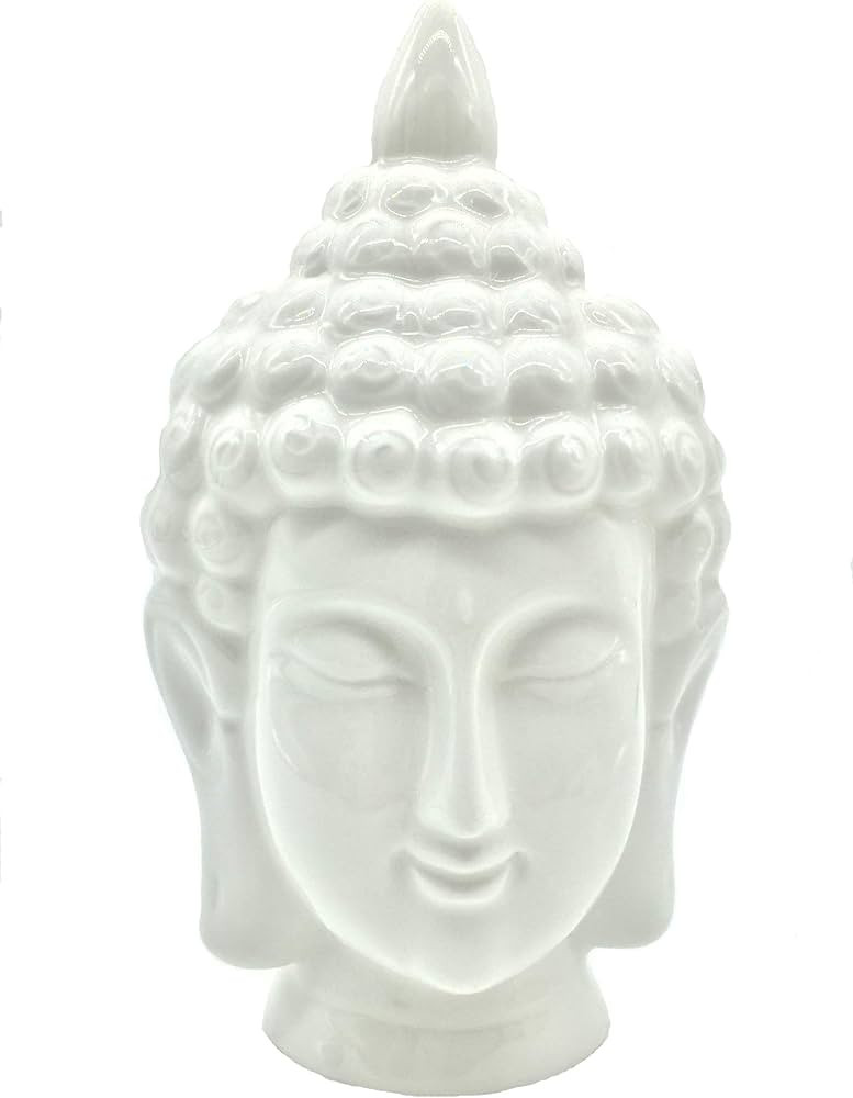 White Ceramic Buddha Head Statue - Zen Home Decor for Meditation and Relaxation - Perfect for Yog... | Amazon (US)