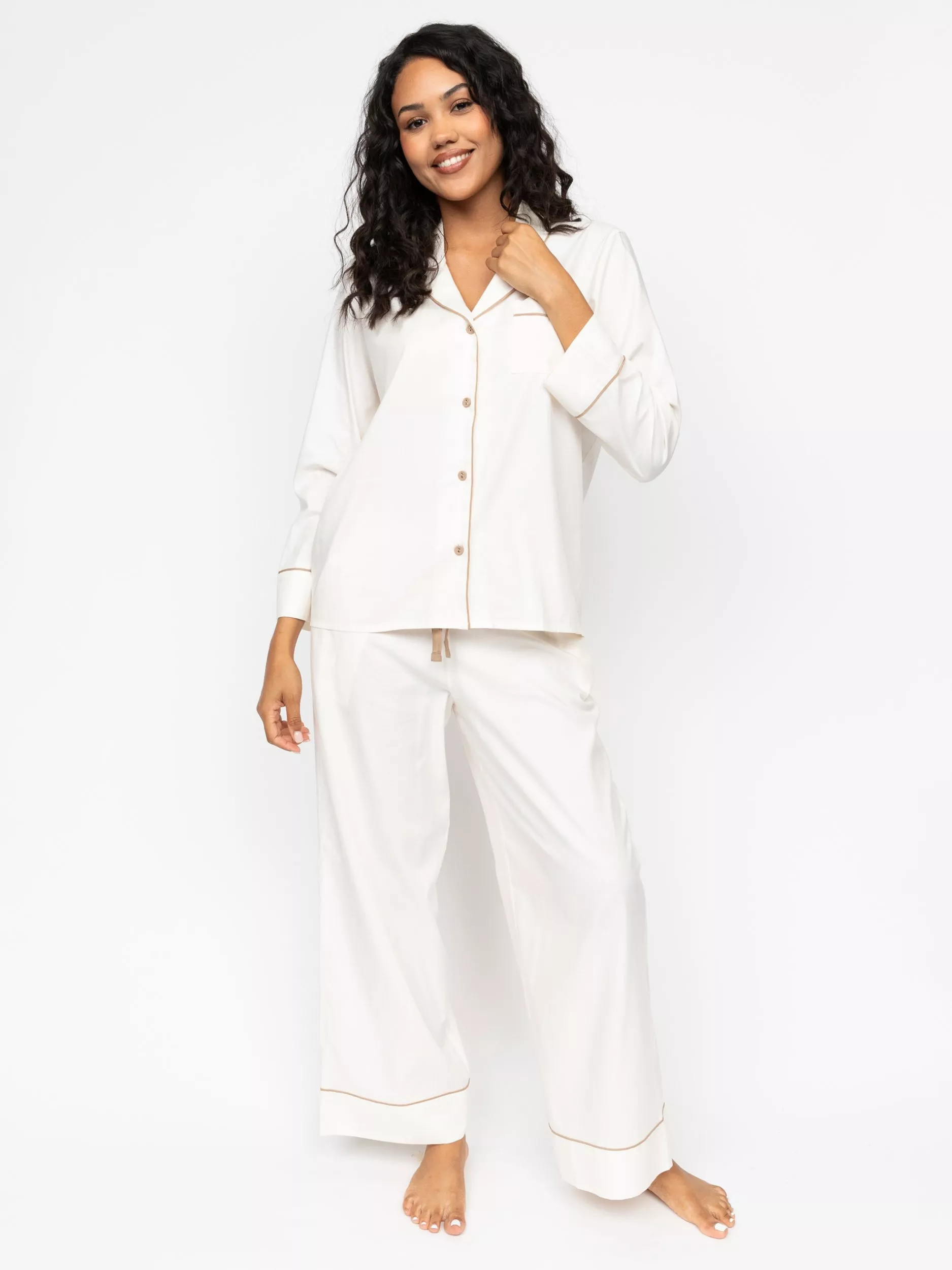CyberjammiesHotel Long Pyjama Set, Cream, 18 | John Lewis (UK)