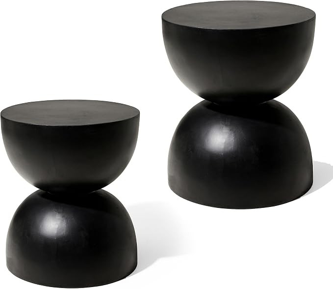 glitzhome Outdoor Side Tables Set of 2, Heavy Duty Patio Sturdy Faux Terrazzo Decorative Garden S... | Amazon (US)