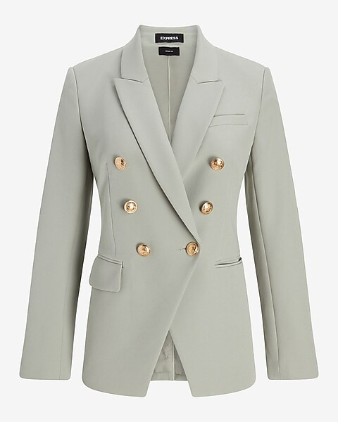 Supersoft Twill Double Breasted Novelty Button Blazer | Express