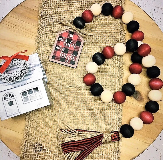 Christmas Wood Bead Garland 27in | Etsy | Etsy (US)
