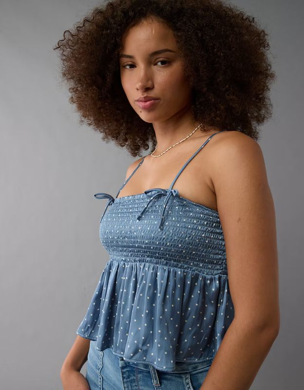 AE Bow Babydoll Satin Tank Top | American Eagle Outfitters (US & CA)