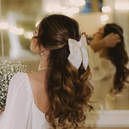 Laço de Cabelo Branco com presilha para penteados | Amazon (BR)