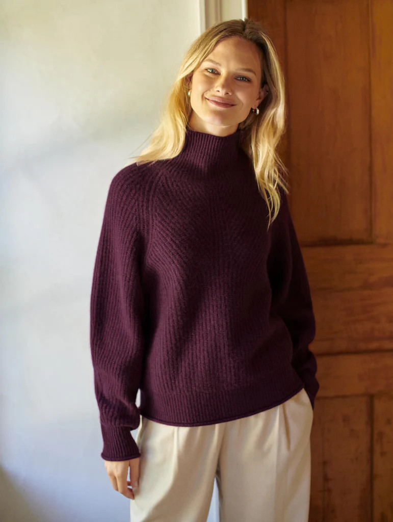 Luxe Cashmere Multi Rib Standneck | White and Warren