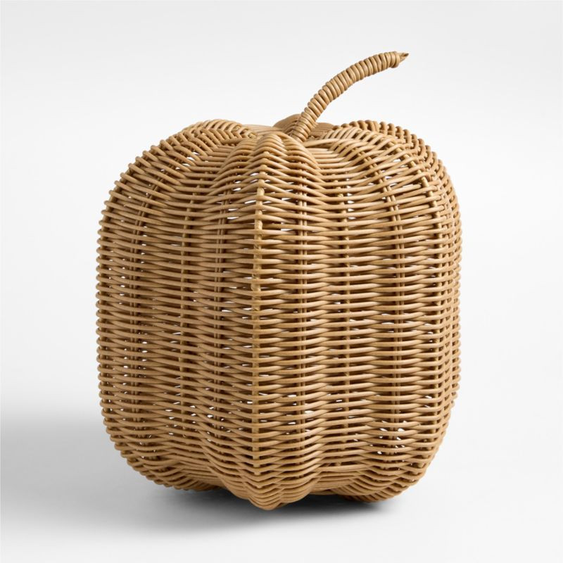 Conway Indoor/Outdoor Large Rattan Pumpkin | Crate & Barrel | Crate & Barrel