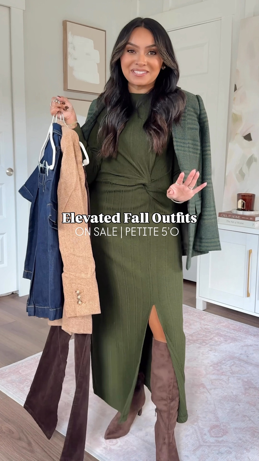 Elevated Fall Outfits - On Sale!
For reference: I’m 5’0, 32b bra size, and 2/26 in bottoms, pear shaped. 
*Everything I share is unaltered! TTS means true to size.

Green mountain evergreen color dress size xs regular - I wanted this to be a maxi dress length on me so I went with regular sizing - TTS!
Green melange blazer size 0 petite TTS
Brown tall boots size 5.5 TTS

Tan camel blazer size xxs petite - sized down a size, this blazer runs big
Ivory silver sand heather color sweater size xxs regular TTS
Dark brown belt size 27”-31” TTS
Brown iced espresso barrel jeans size 26 petite TTS
Brown suede loafers size 5.5 TTS

Garnet faux leather jacket size xs petie TTS
Burgundy red sweater size xs petite TTS
Garnet floral satin skirt size xs petite - wish I had gone with regular sizing, this fit a little snug in the waist and I wanted the skirt to be longer on me
Brown spiced pecan color boots size 5.5 TTS

Green grape leaf color trench coat size xs petite TTS
Oliver green sweater size xxs regular TTS
Dark brown belt size 27”-31” TTS
Corduroy pants size 26 petite - these run snug in the waist, I would size up a size!
Dark brown boots size 5.5 TTS

Denim barn jacket size xxs petite - these jacet runs big so I sized down a size!
Black bodysuit - old, similar linked
Tan camel sweater size xs TTS
Western belt - old, similar linked
Black pleated skirt size small petite TTS
Black cowgirl suede boots size 5.5 TTS

Elevated Fall Outfits 2025
Chic Fall Outfit Ideas
Fall Capsule Wardrobe Outfits
Fall Outfits for Every Occasion
Classy Fall Outfit Inspiration
Fall Outfits on Sale
Affordable Elevated Fashion
Fall Wardrobe Deals 2025
Petite Friendly Outfits on Sale
Fall Fashion Finds Under $100
Fall outfits on sale
best fall sales 2025
Petite 5’0 Fashion
Rachel Miranda Blog
Honeysweetpetite
Honey Sweet Petite


Comment SHOP below to receive a DM with the link to this post on my LTK ⬇ https://liketk.it/5ptEX #ltksalealert #ltkpetite #ltkfallsale

Comment SHOP below to receive a DM with the link to this post on my LTK ⬇ https://liketk.it/5pHjM #ltksalealert #ltkstyletip #ltkpetite

#LTKStyleTip #LTKWorkwear #LTKPetite