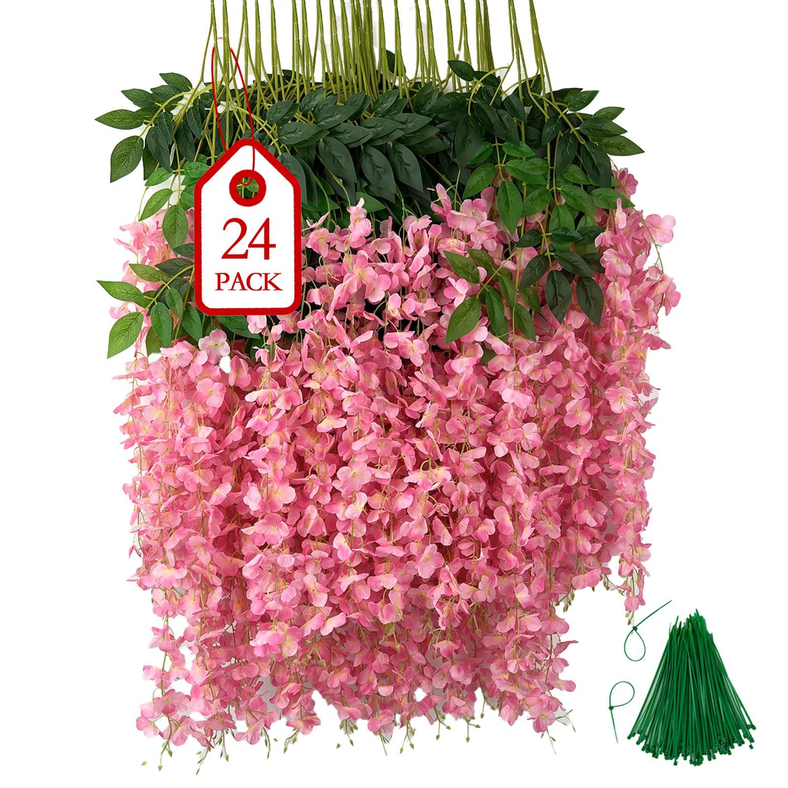 BIRDDIE 24Pcs of Artificial Wisteria Hanging Flowers, 3.75 Feet Fake Wisteria Flower Strings for ... | Amazon (US)