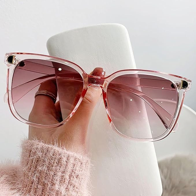 Trendy Oversized Women's Sunglasses – Vintage Square Frames with Gradient Lenses | Amazon (US)