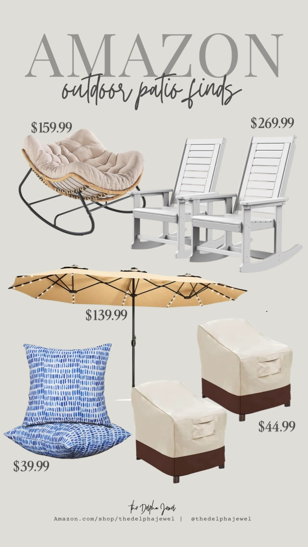 Up to 23% off Amazon patio finds ☀️

Outdoor decorative pillows, outdoor rocking chairs (set of two), heavy duty patio furniture covers, large patio umbrella, outdoor papasan rocker ￼

#LTKSaleAlert #LTKHome