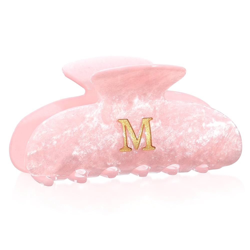 HAIMEIKANG Acrylic Letter Hair Clips For Women - Pink Hair Claw Clips for Bridal Monogram Hair Cl... | Amazon (US)
