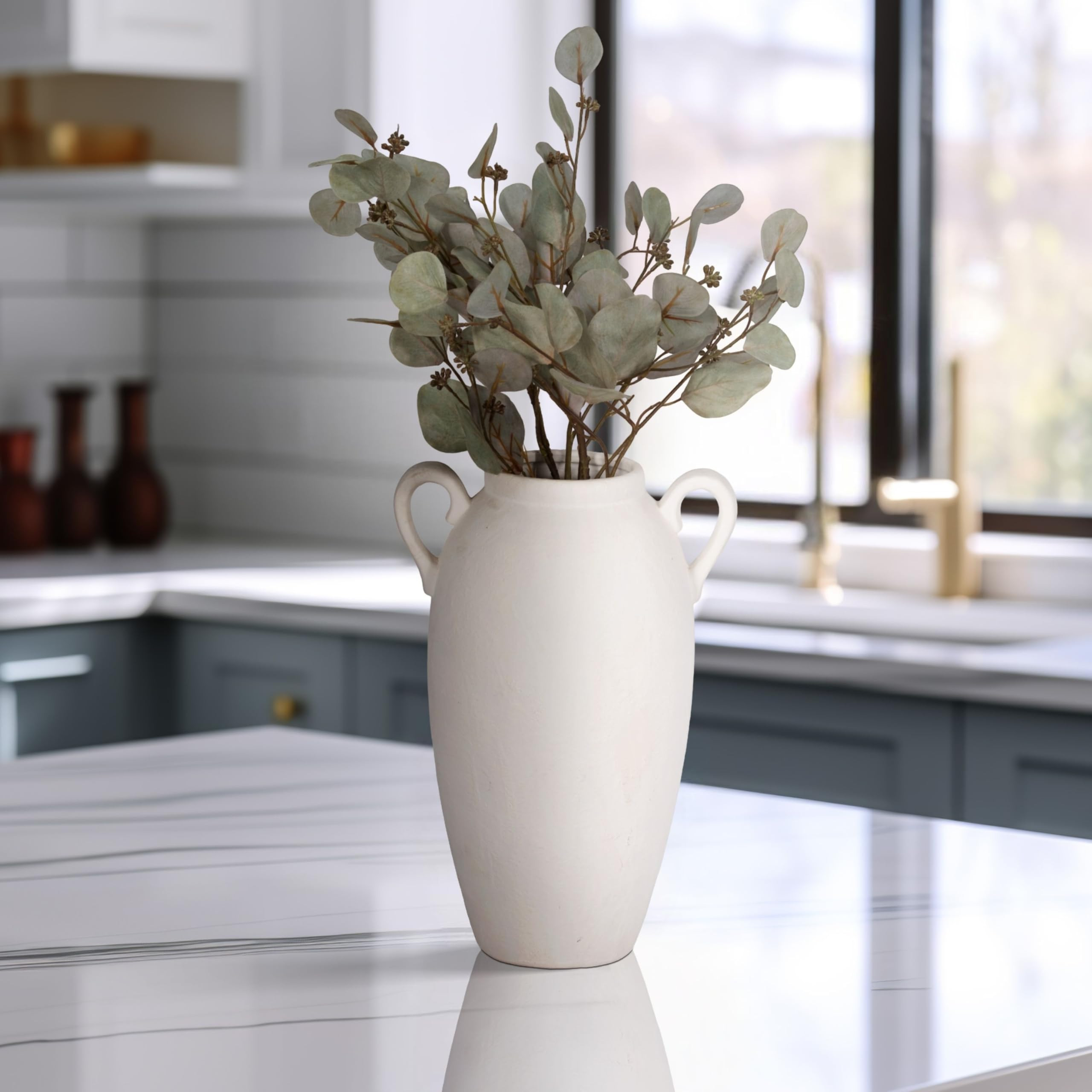 Textured Jug Tall Floor Vase – Ceramic Stoneware Decorative Vases for Home Decor – Modern Cen... | Amazon (US)