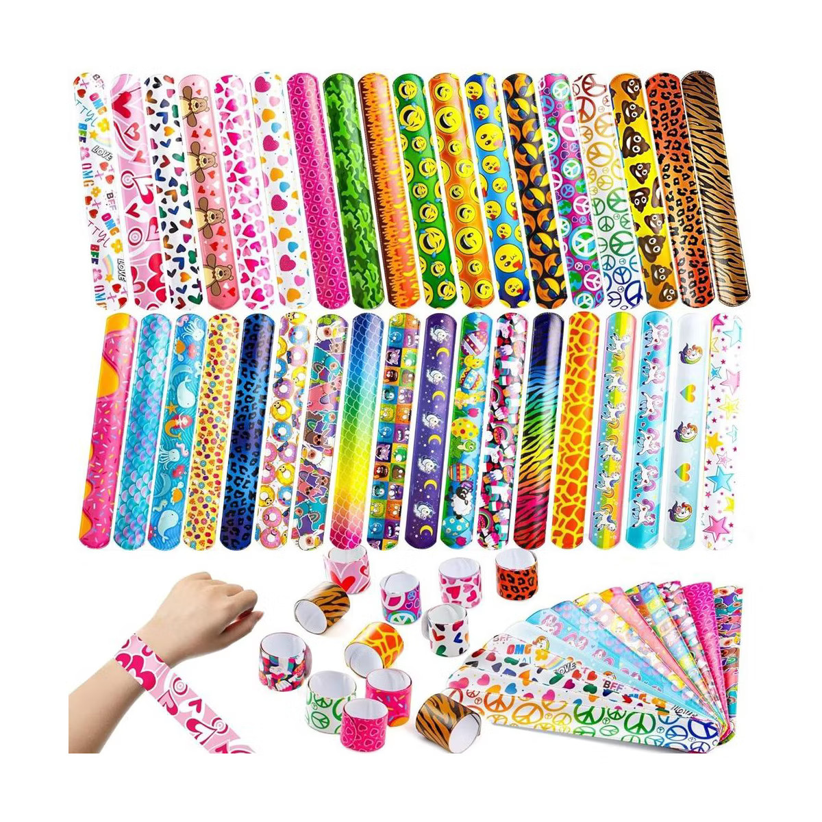 SYNCFUN 144Pcs Slap Bracelets Bulk Wristbands for Girls and Boys, Party Favors Classroom Prizes H... | Target