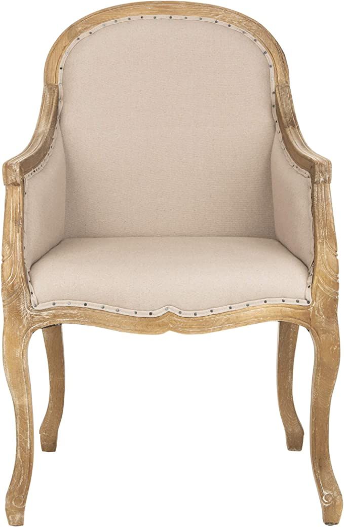 Safavieh Mercer Collection Danni Side Chair with Nail Head, Beige/Antiqued Oak | Amazon (US)