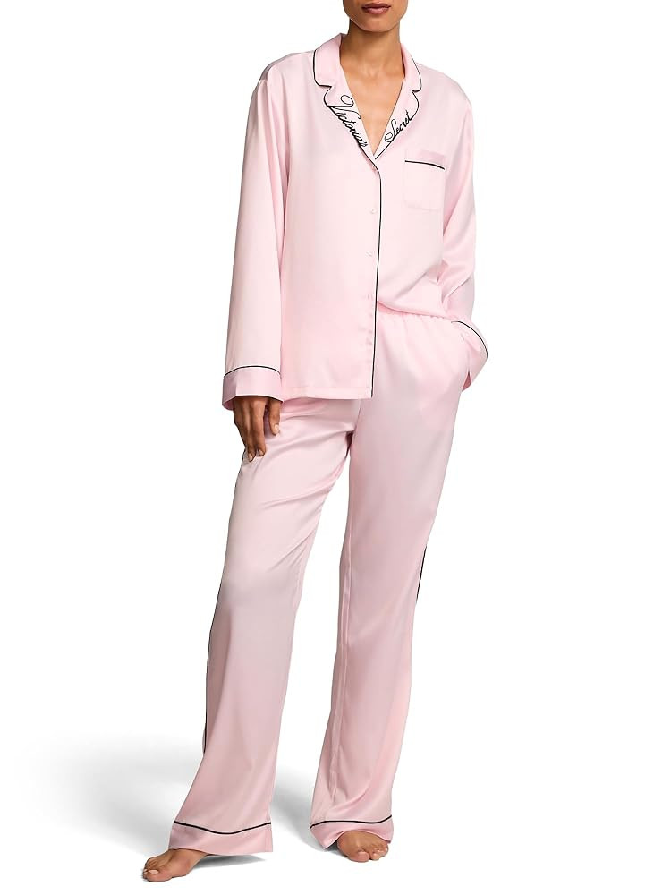Victoria's Secret Satin Pajama Set, Long Sleeve Button Down Shirt & Pants, Sleepwear for Women (X... | Amazon (US)