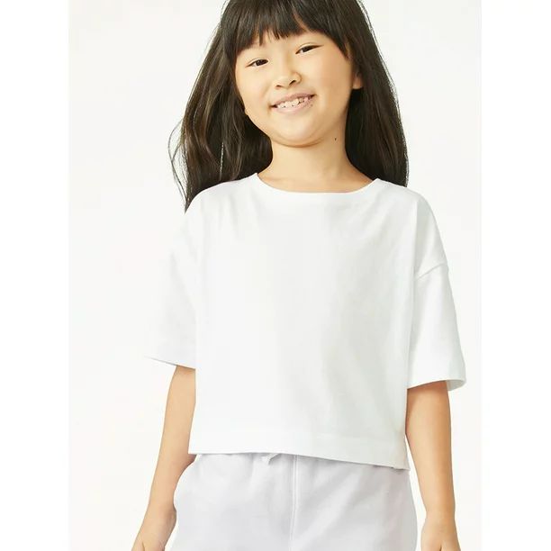 Free Assembly Girls Short Sleeve Cropped T-Shirt, Sizes 4-18 | Walmart (US)