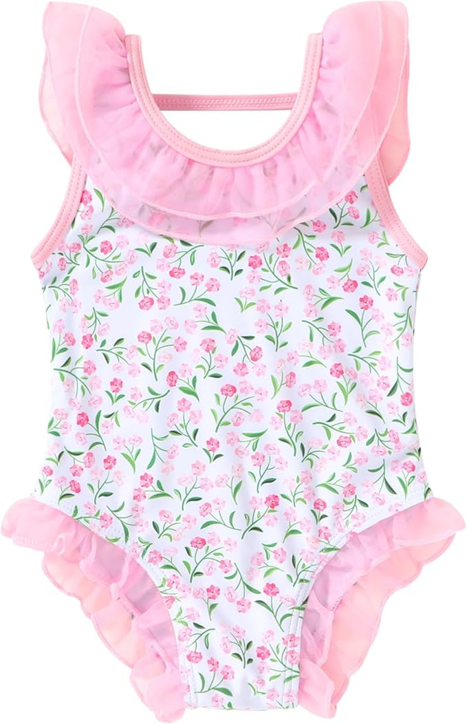 YOUNGER TREE Toddler Swimsuit Girl Tulle Ruffle One Piece Swimwear Baby Summer Beach Bathing Suit | Amazon (US)