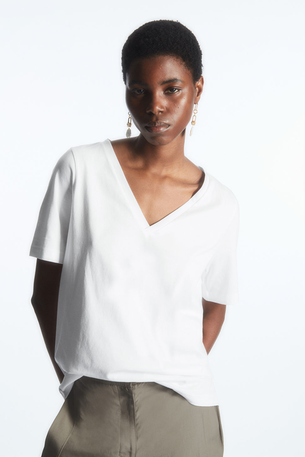 V-NECK T-SHIRT - White - COS | COS UK