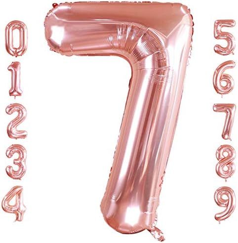 40 Inch Large Rose Gold Number 7 Balloon Extra Big Size Jumbo Mylar Foil Helium Balloons for Birthda | Amazon (US)