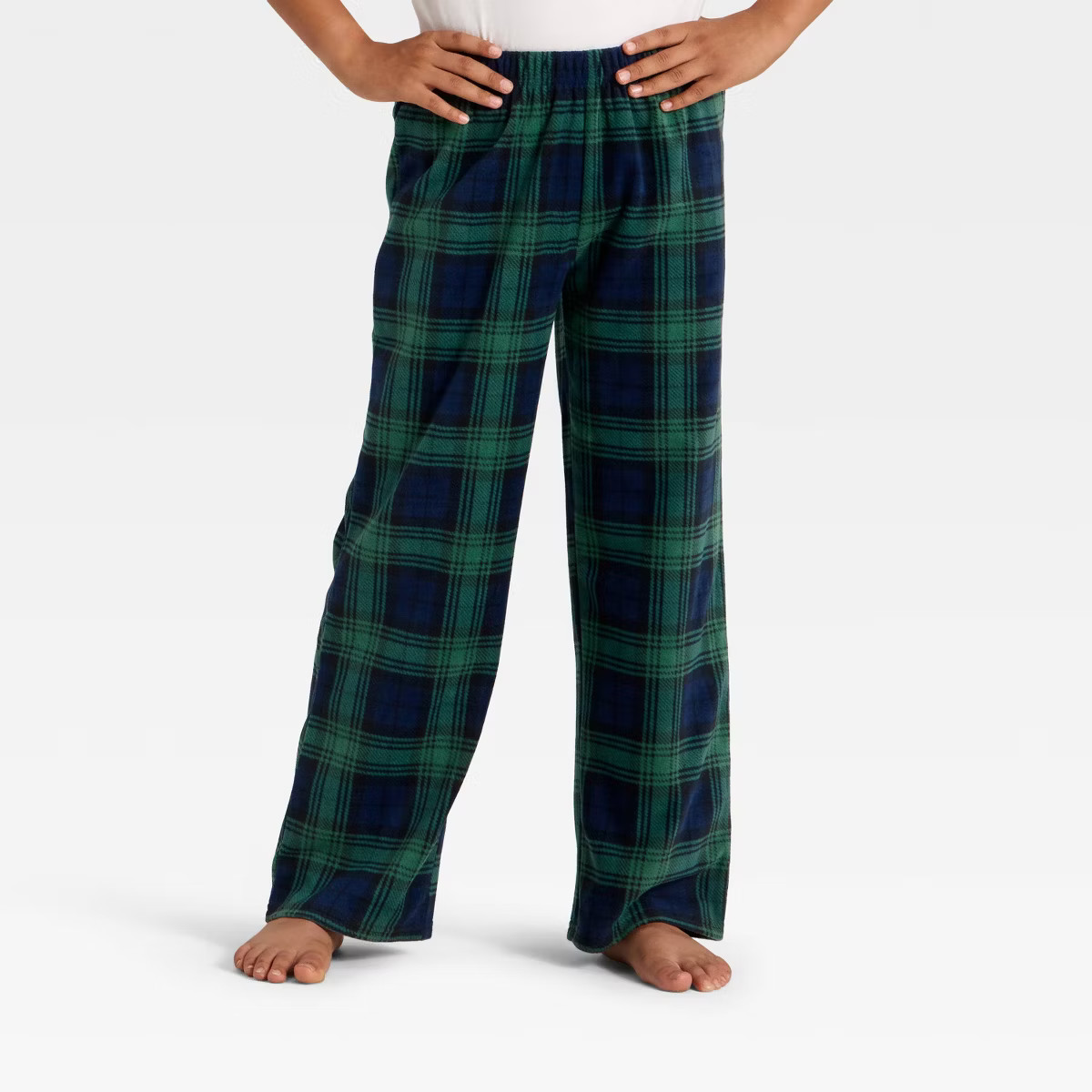 Kids' Plaid Microfleece Holiday Matching Family Pajama Pants - Wondershop™ Navy Blue | Target