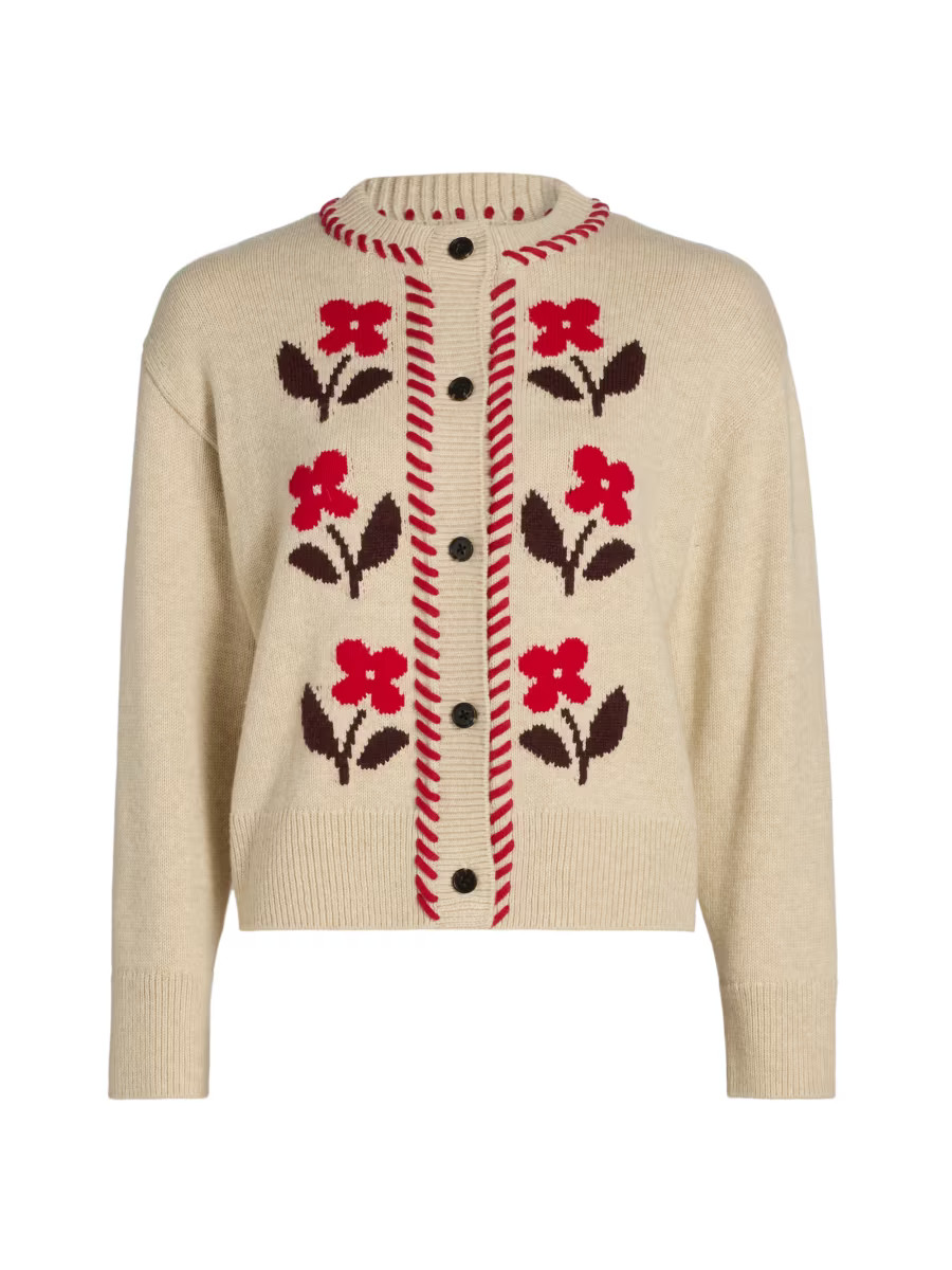 Rails Mavie​ Floral-Knit Wool-Blend Cardigan | Saks Fifth Avenue | Saks Fifth Avenue