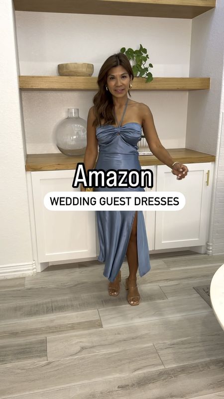 Wedding Guest Dresses
Dress 1: in XS, I need Small. Size up. Color is Blue.
Dress 2: in small tts, color is Blue
Dress 3: in small tts, color is Y-orange.
Sandals fit tts.
All bags/accessories are linked.
Wearing pasties in all.
Body Highlighter is a must! Shade Unbothered Bronze.
Amazon find; dresses 2 and 3 could also be great vacation dresses or resort wear, fashion over 40, petite style, destination wedding, event dress, spring dress, summer dress, cocktail dress, cruise outfits for formal dinner, engagement dress, wedding showers. 

#LTKover40 #LTKwedding #LTKVideo