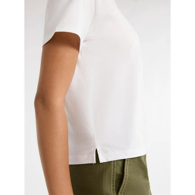 Free Assembly Women's Cotton Cropped Boxy Tee with Short Sleeves, Sizes XS-XXL | Walmart (US)
