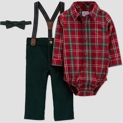 Baby Boys' Plaid Top & Bottom Set with Bowtie - Just One You® made by carter's Red/Green | Target