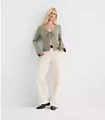 Rivete Petite High Rise Wide Leg Jeans in Ivory | LOFT