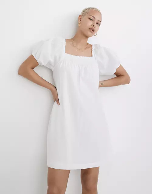 Puff-Sleeve A-Line Mini Dress in Seersucker Stripe | Madewell
