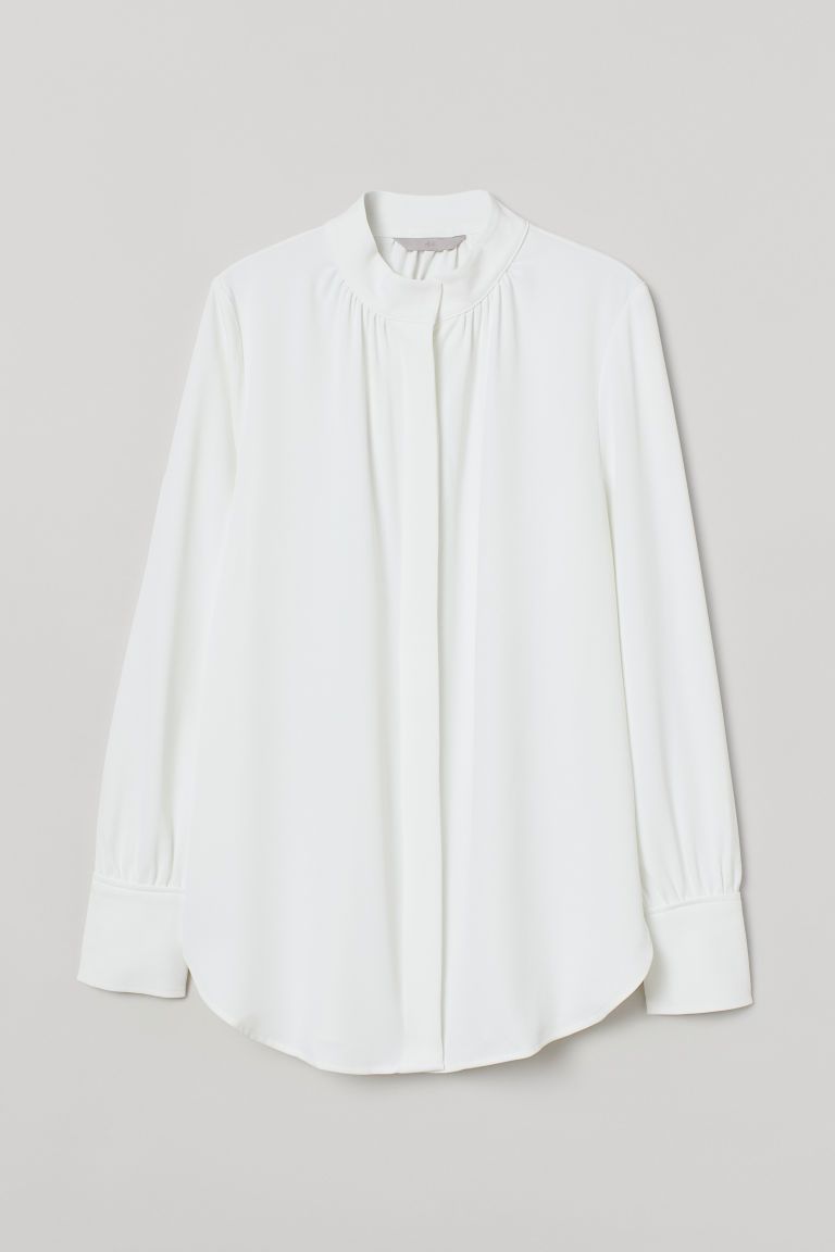 H & M - Stand-up Collar Blouse - White | H&M (US)