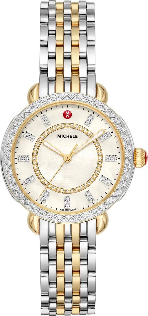 MICHELE Sidney Classic Diamond Watch Head & Bracelet, 33mm | Nordstrom | Nordstrom