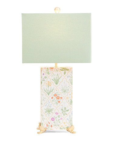 25.5in Printed Metal Linen Shade Table Lamp | TJ Maxx
