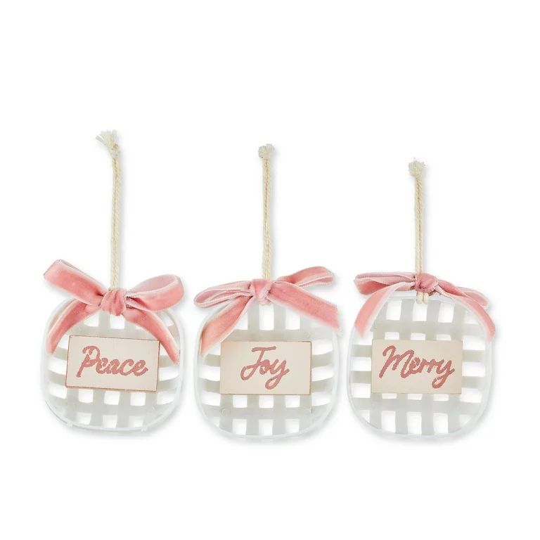 Blushful Plastic Mini Pink Merry Joy Peace Basket Ornament, 0.07lb, Holiday Time | Walmart (US)