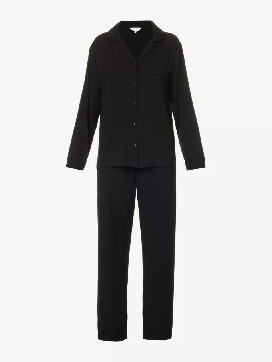 Relaxed-fit patch-pocket stretch-jersey pyjama set | Selfridges