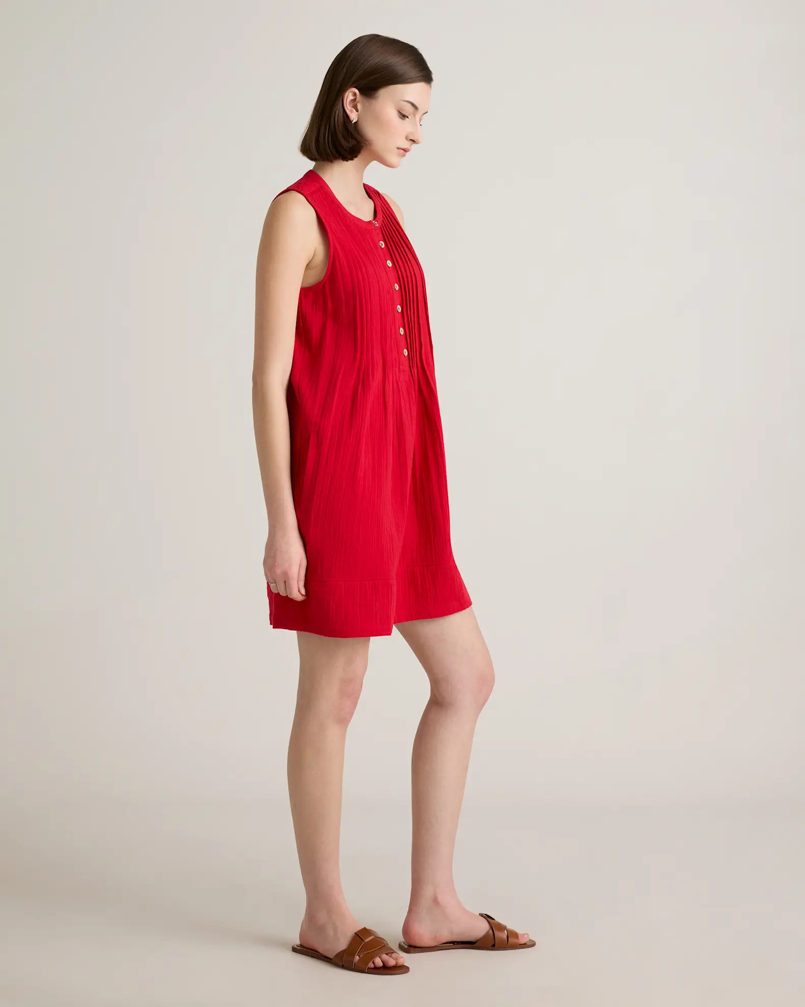 100% Organic Cotton Gauze Sleeveless Swing Dress | Quince