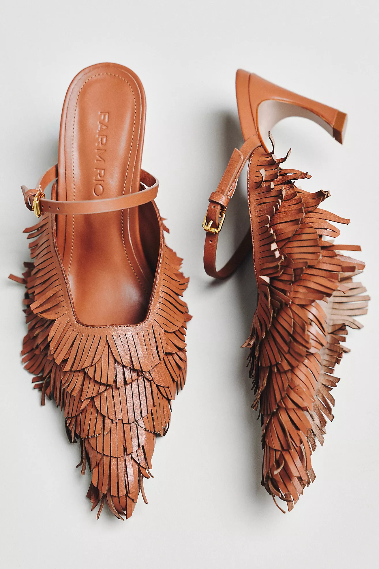 Farm Rio Fringe Mule Kitten Heels | Anthropologie (US)