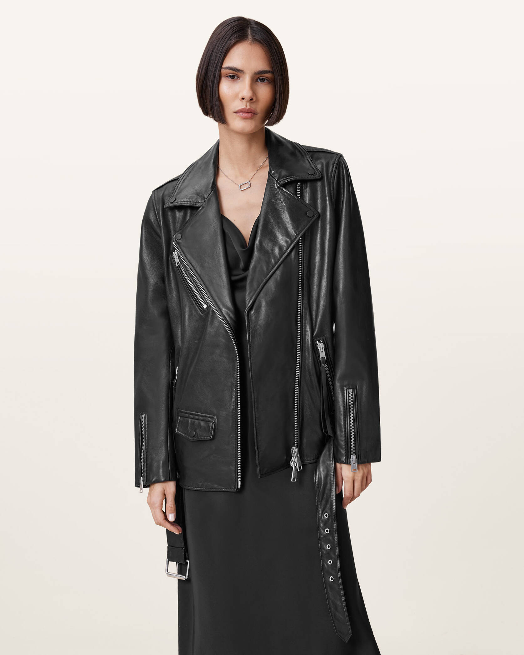 Billie Relaxed Fit Leather Biker Jacket | AllSaints UK